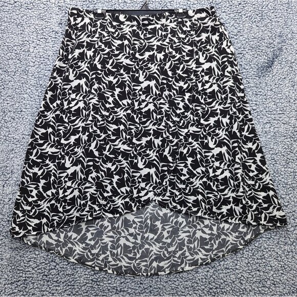 J. Crew High Low Midi Skirt Womens 2X Faux Wrap Pull On Lighweight Stretch Black - Picture 1 of 10